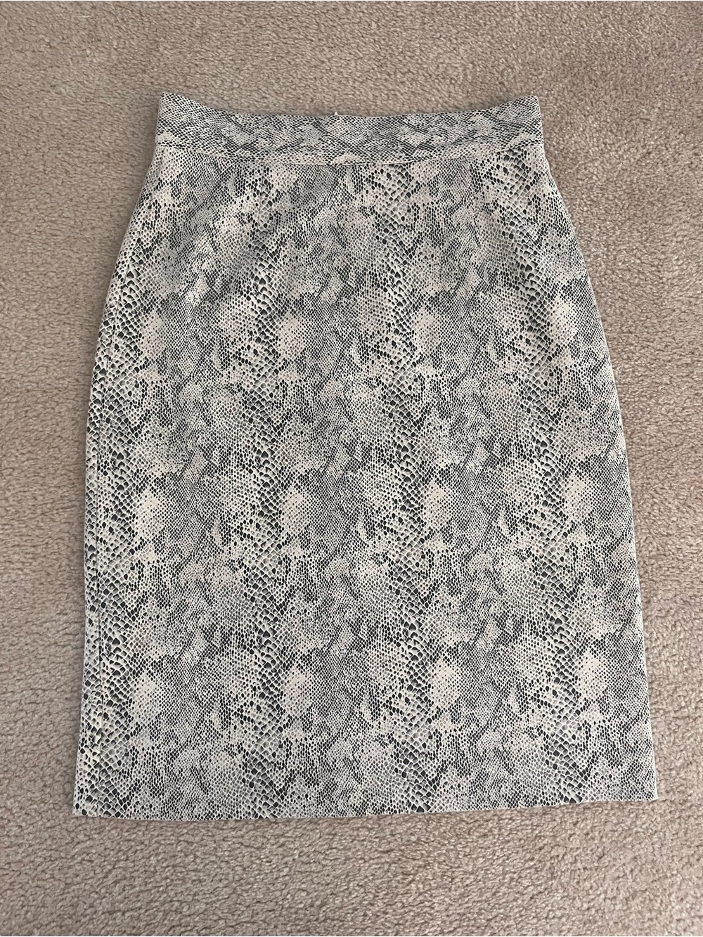 Snake-Print Pencil Skirt in Black & White